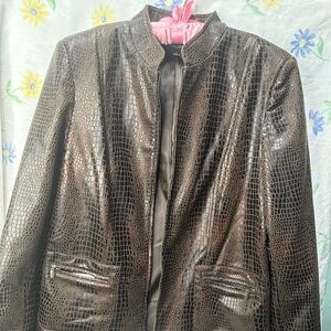 NWT Notations women's brown jacket size Large snake skin